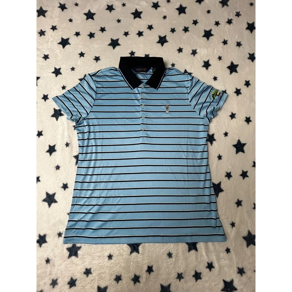 Polo Golf Ralph Lauren Mens XXL Blue Striped US Open Torrey Pines Polo Shirt